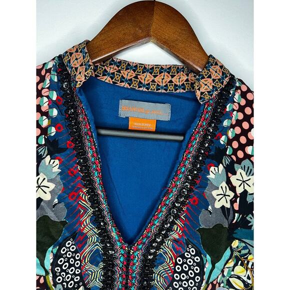 Anthropologie Bhanuni By Jyoti Womens Abstract Baby Doll Blouse Size Small - Picture 4 of 7